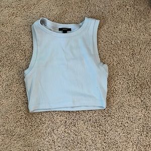 Blue Halter Cropped Top (ribbed)